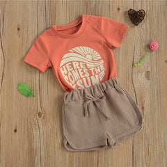 NEW Toddler Kids Boys/ Girls Casual Sets Summer 2PC  T-shirt+Cotton Shorts Suits