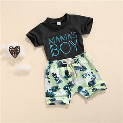 Summer Baby/ Toddler Boys Mint Beach Short Sleeve Top +Cactus/Pineapple Pattern Short sets