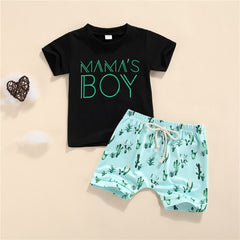 Summer Baby/ Toddler Boys Mint Beach Short Sleeve Top +Cactus/Pineapple Pattern Short sets