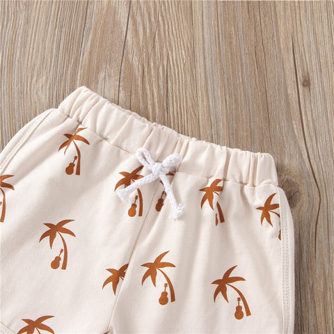 Summer Palms Trees  Boys 2pc Beachwear Cotton Set