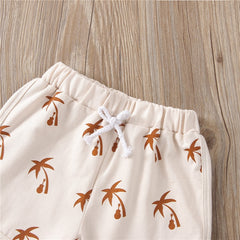 Summer Palms Trees  Boys 2pc Beachwear Cotton Set