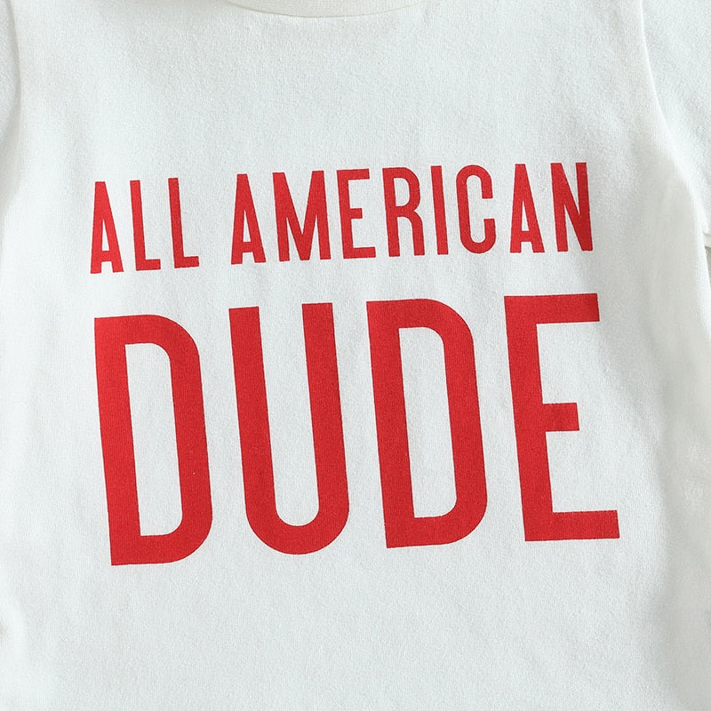Independence Day Toddler Boys Stars Stripes Short Sleeve T-shirts Casual Elastic Shorts Sets