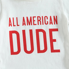 Independence Day Toddler Boys Stars Stripes Short Sleeve T-shirts Casual Elastic Shorts Sets