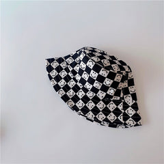 Summer Outdoor Shading Checkered Bucket Shading Hat for Boys/ Girls