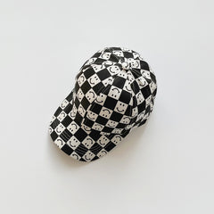 Cozy Kids Checkered Smiles cartoon Baseball HatsFor Kids Boys/ Girls