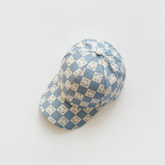 Cozy Kids Checkered Smiles cartoon Baseball HatsFor Kids Boys/ Girls
