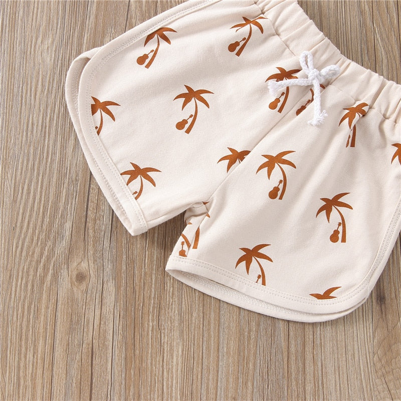 Summer Palms Trees  Boys 2pc Beachwear Cotton Set