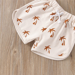 Summer Palms Trees  Boys 2pc Beachwear Cotton Set