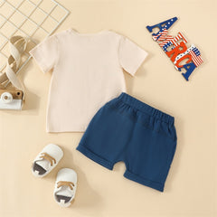 Independence Day Boys Summer Fashion Short Sleeve T-shirts+Shorts Set
