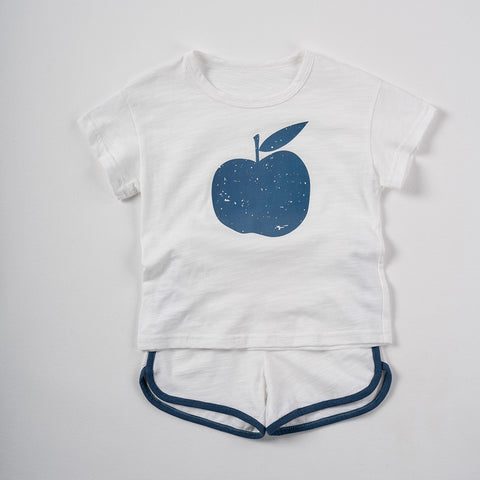 Boys/ Girls 2pcs Animated Print Casual Muslin Kids  T-shirt+ Shorts set