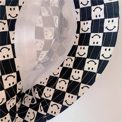 Summer Outdoor Shading Checkered Bucket Shading Hat for Boys/ Girls