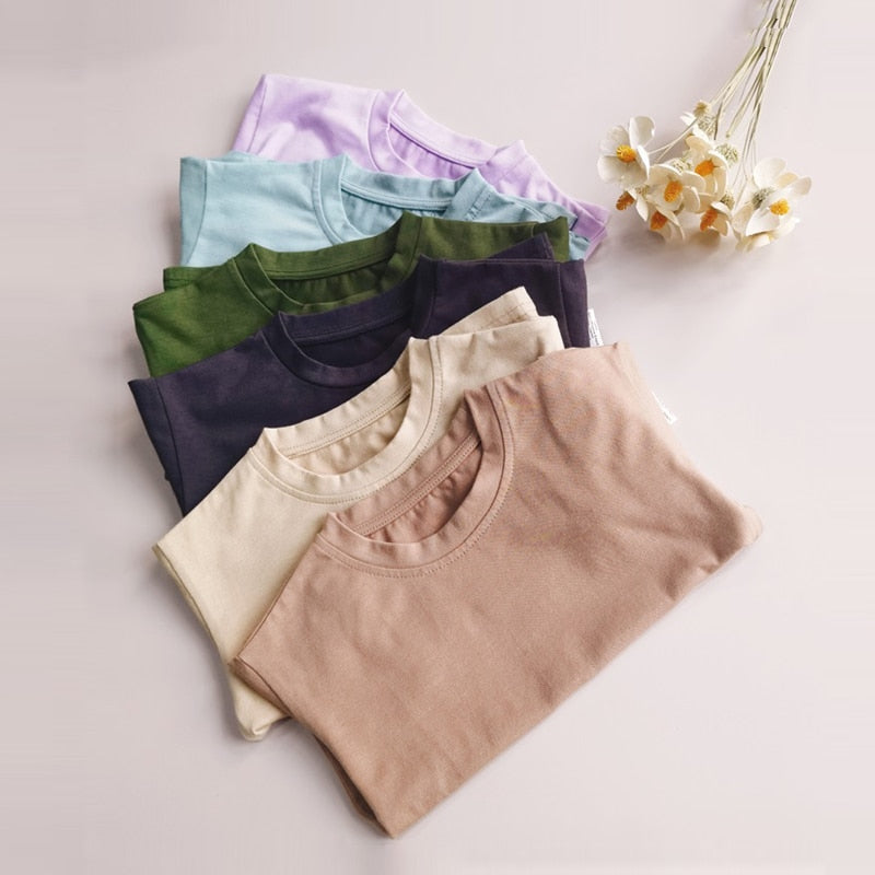 Cozy Kids Matching Everyday Neutrals 2pc Set For Boy/ Girls T-Shirt Shorts