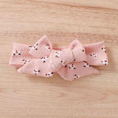 Lovely Little Girls Breathable 3pc Floral Sets Print Knitted Short Sleeve T-shirts+Shorts+Headband