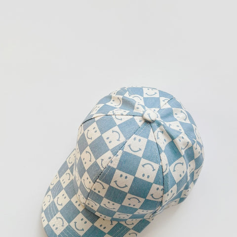 Cozy Kids Checkered Smiles cartoon Baseball HatsFor Kids Boys/ Girls