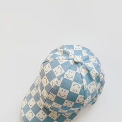 Cozy Kids Checkered Smiles cartoon Baseball HatsFor Kids Boys/ Girls