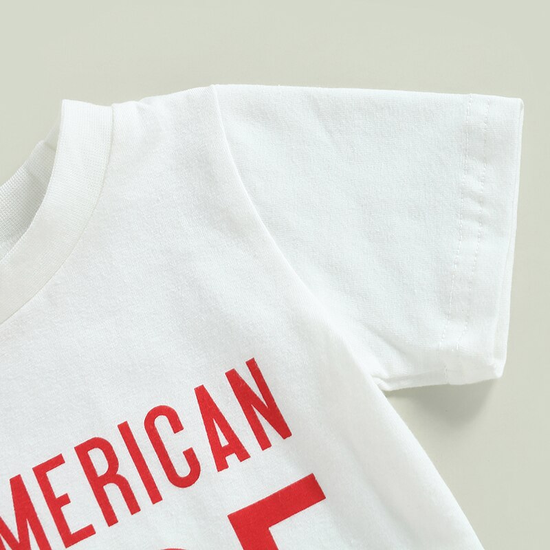 Independence Day Toddler Boys Stars Stripes Short Sleeve T-shirts Casual Elastic Shorts Sets