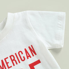 Independence Day Toddler Boys Stars Stripes Short Sleeve T-shirts Casual Elastic Shorts Sets