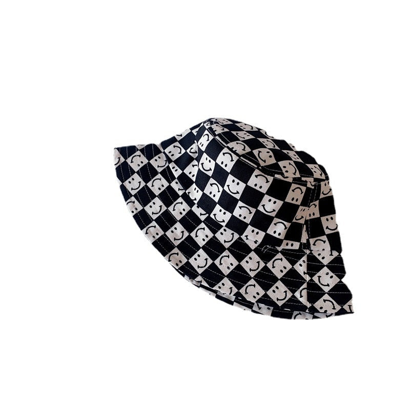 Summer Outdoor Shading Checkered Bucket Shading Hat for Boys/ Girls