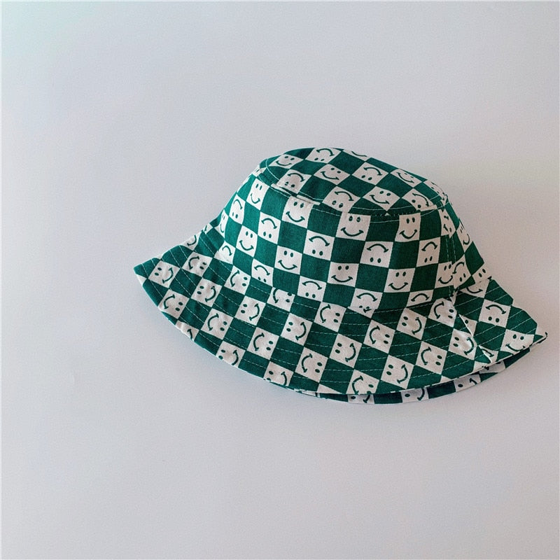 Summer Outdoor Shading Checkered Bucket Shading Hat for Boys/ Girls