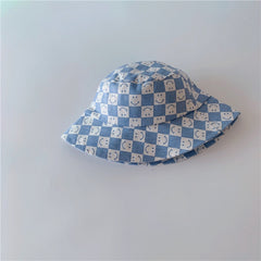 Summer Outdoor Shading Checkered Bucket Shading Hat for Boys/ Girls