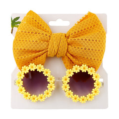 Girls Summer Soft Bows Headband +Sunglasses Sunglasses Accessories