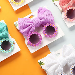 Girls Summer Soft Bows Headband +Sunglasses Sunglasses Accessories