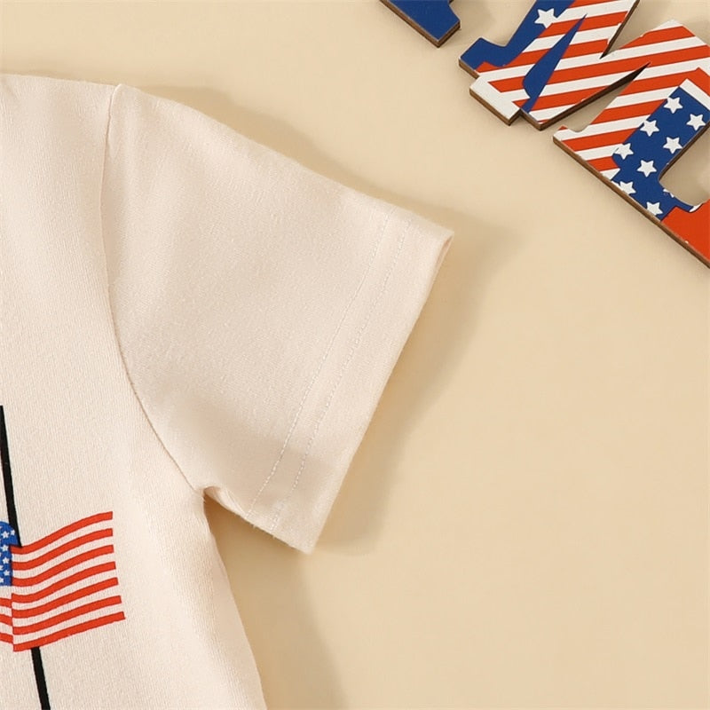 Independence Day Boys Summer Fashion Short Sleeve T-shirts+Shorts Set