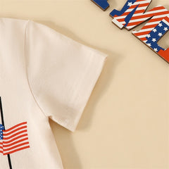 Independence Day Boys Summer Fashion Short Sleeve T-shirts+Shorts Set