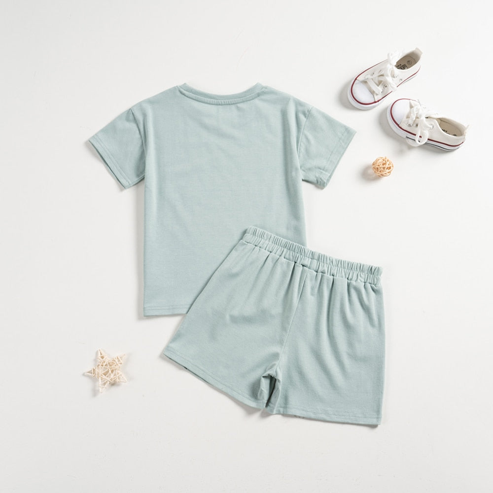 Kids Boys Cartoon Bear Printed T-shirt and Shorts Set  Boys Tracksuits  Outfits