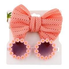 Girls Summer Soft Bows Headband +Sunglasses Sunglasses Accessories