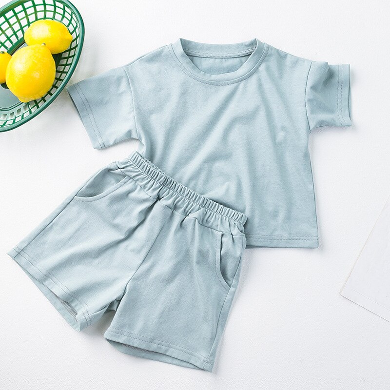 Cozy Kids Matching Everyday Neutrals 2pc Set For Boy/ Girls T-Shirt Shorts