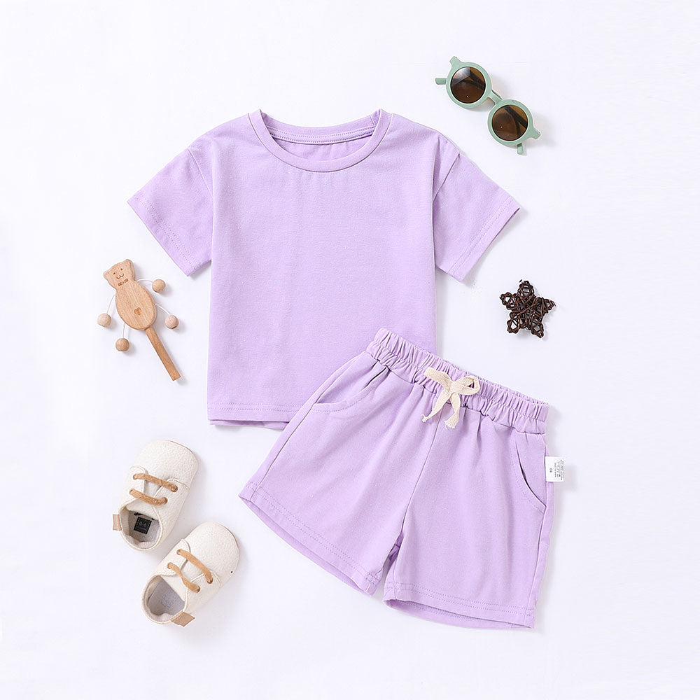 Cozy Kids Matching Everyday Neutrals 2pc Set For Boy/ Girls T-Shirt Shorts