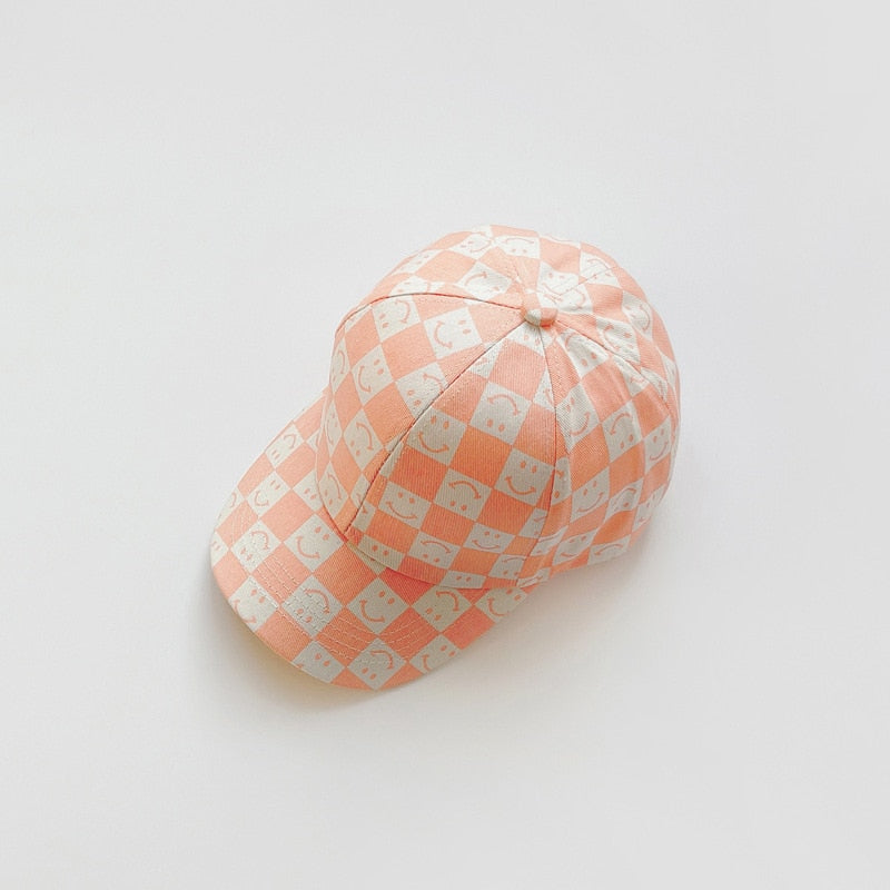 Cozy Kids Checkered Smiles cartoon Baseball HatsFor Kids Boys/ Girls
