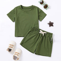 Cozy Kids Matching Everyday Neutrals 2pc Set For Boy/ Girls T-Shirt Shorts
