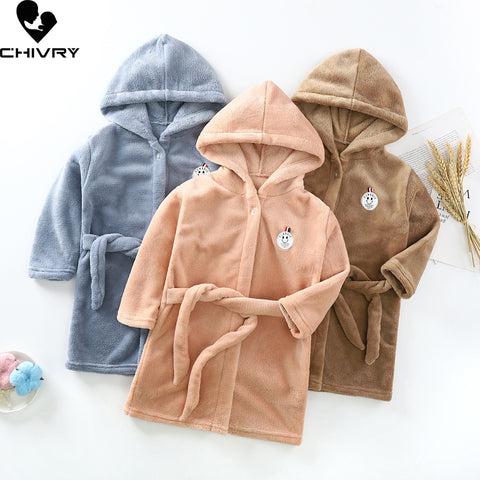 Cozy Kid Hooded Bathrobe for Boys/Girls Thick Warm Long Sleeve Towel Robe