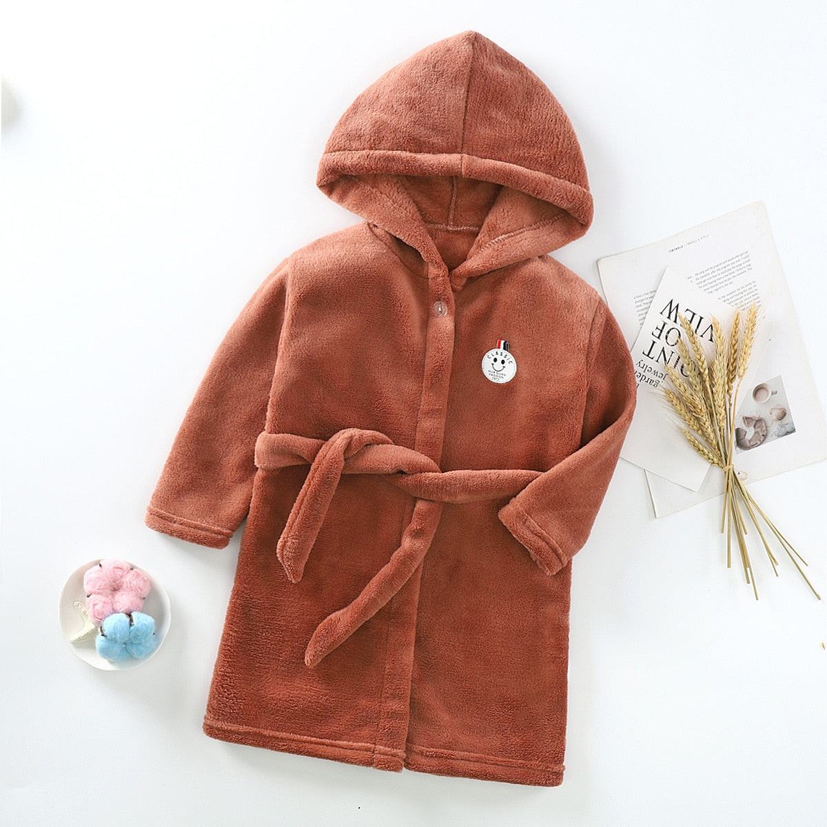 Cozy Kid Hooded Bathrobe for Boys/Girls Thick Warm Long Sleeve Towel Robe
