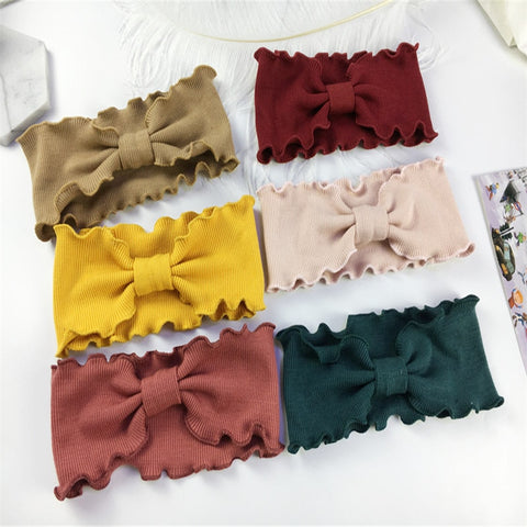 Baby Girls Solid Twisted Knotted Ruffled Hairband