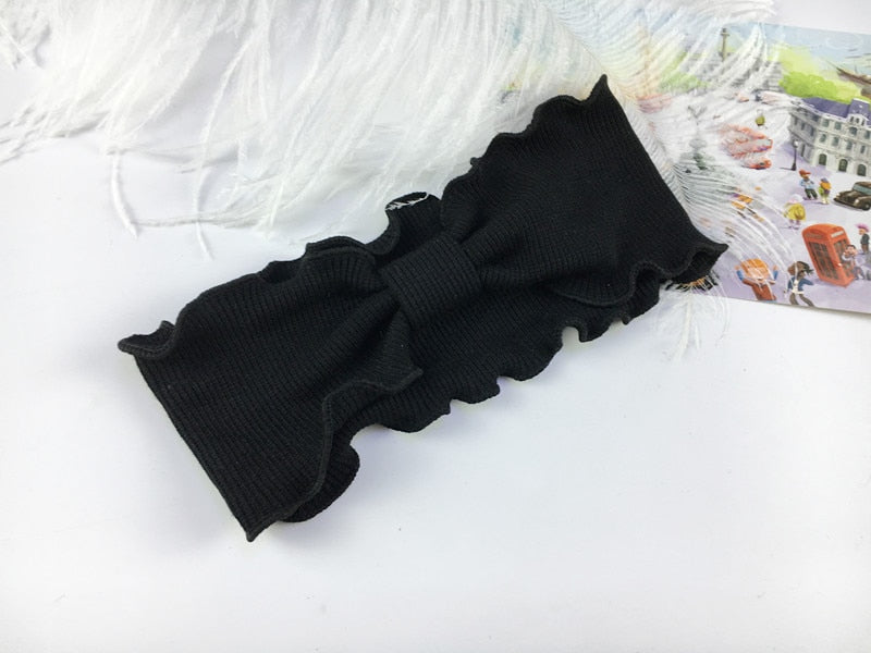 Baby Girls Solid Twisted Knotted Ruffled Hairband