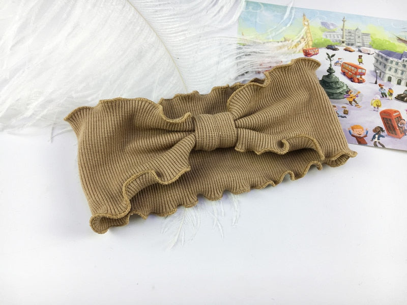 Baby Girls Solid Twisted Knotted Ruffled Hairband