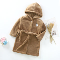 Cozy Kid Hooded Bathrobe for Boys/Girls Thick Warm Long Sleeve Towel Robe