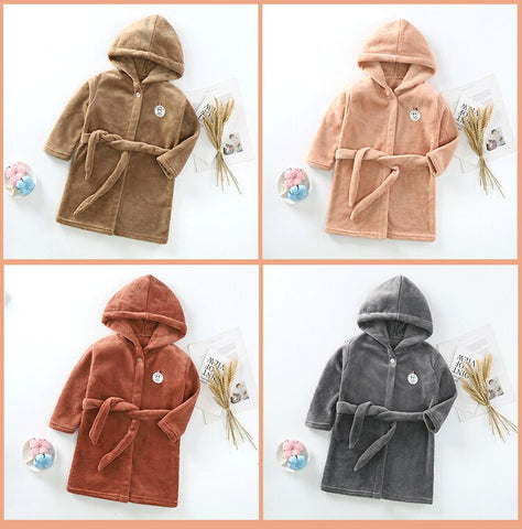 Cozy Kid Hooded Bathrobe for Boys/Girls Thick Warm Long Sleeve Towel Robe