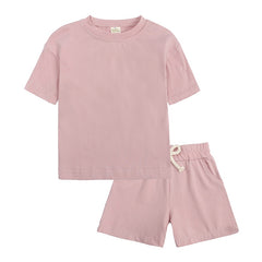 Cozy Kid Summer Essential Boys/Girls Short Sleeve Top+Shorts Sets