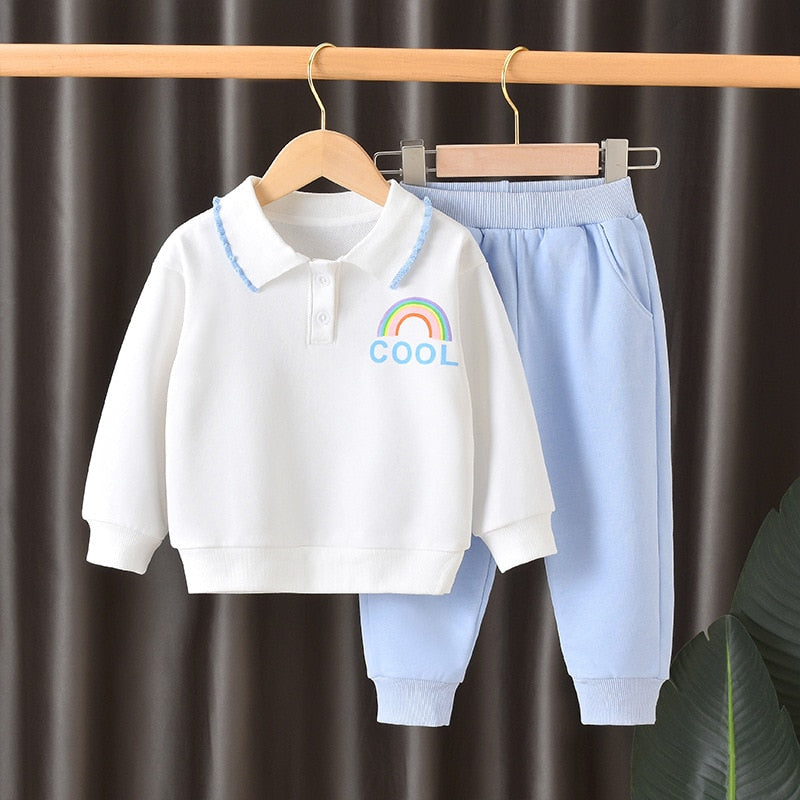 Baby Toddler Girls Set Rainbow Print  Sweatshirt + Pants 2pcs set