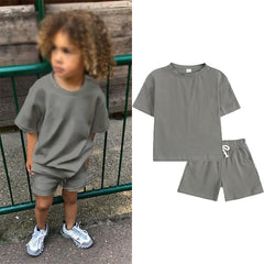 Cozy Kid Summer Essential Boys/Girls Short Sleeve Top+Shorts Sets