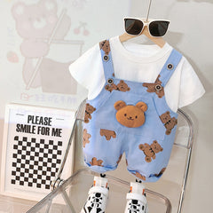 Boys And Girls Baby Bears Overalls + T-shirt Set.