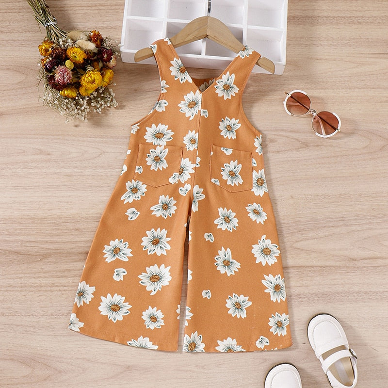 Summer Sun floral Girls Jumpsuits Suspender Pants