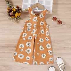 Summer Sun floral Girls Jumpsuits Suspender Pants