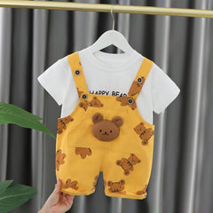 Boys And Girls Baby Bears Overalls + T-shirt Set.