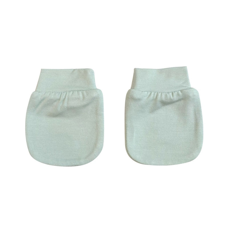 Bamboo Fiber Baby Hat +Gloves +Soft Headwear Sleep  0-24m