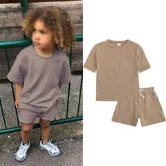 Cozy Kid Summer Essential Boys/Girls Short Sleeve Top+Shorts Sets
